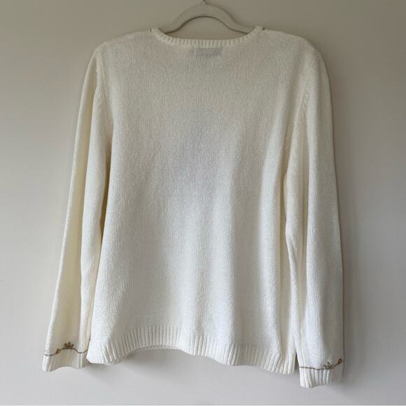 VTG Alfred Dunner Chenille Holiday Christmas Tree Sweater Beaded Grannycore XL - Picture 9 of 9